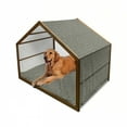 thumbnail image 1 of Camouflage Pet House, Monochrome Attire Pattern Concealing Hiding in the Woods Themed Print, Outdoor & Indoor Portable Dog Kennel with Pillow and Cover, 5 Sizes, Army Green Sage Green, by Ambesonne, 1 of 4