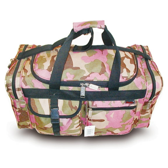Camouflage Pink Green Carry On Duffel Bag, 13 Inch, Polyester, Multi-Compartment