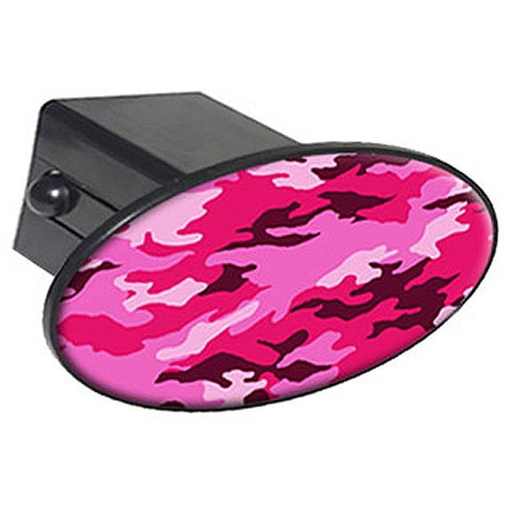 Camouflage Pink Print, Military 2" Oval Tow Trailer Hitch Cover Plug Insert