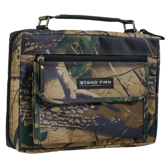 Camouflage Poly-Canvas Bible / Book Cover w/"Stand Firm" Tag - 1 Corinthians 16:13 Christian Art Gifts