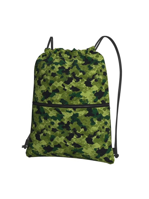 Camouflage Print Art Drawstring Backpack Water Resistant String Bag Sports Sackpack Gym Sack For Men Women