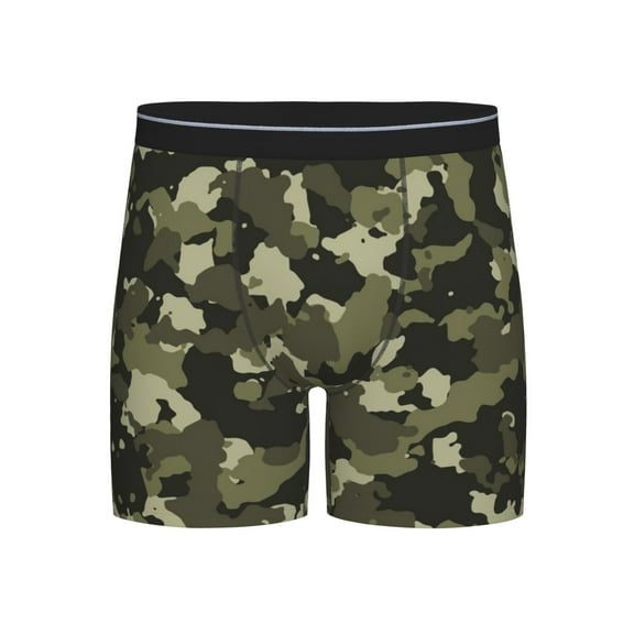 Camouflage Print Boxer Briefs Novelty Underwear With Fly Underwear For Men