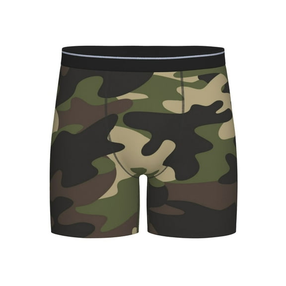 Camouflage Print Pattern Boxer Briefs Novelty Underwear With Fly Underwear For Men