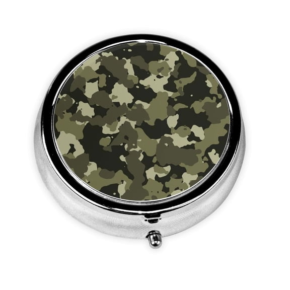 Camouflage Print Pill Case Pill Box Round 3 Compartment Small Pill Organizer For Purse Or Pocket Small Roud Pill Box
