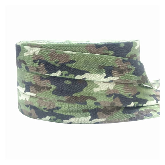 Camouflage Printed Fold Over Elastic Animal Ribbon Headwear Party Craft DIY Gift Wrapping Sewing Home Decoration Accessories