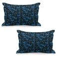 thumbnail image 1 of Camouflage Quilted Pillowcover Set of 2, Dark Toned Pattern Equipment and Hiding Uniform Attire Design, Standard Queen Size Pillow Cover for Bedroom, 36" x 20", Army Green Black and Blue, by Ambesonne, 1 of 1