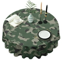 Camouflage Round Tablecloth 60x60in(153x153cm) – Waterproof Polyester Table Cover with Full Print Design, Wrinkle Resistant & Washable for Kitchen Dining Party Decor