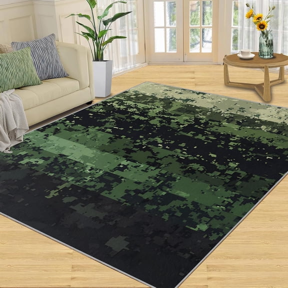 Camouflage Rug - Army Green Rug, 3x4 Rug, Retro Patriotic Area Rug, National Non Slip Washable Rugs, Fourth of July Carpet - Home Decor, Memorial Gifts for Veterans