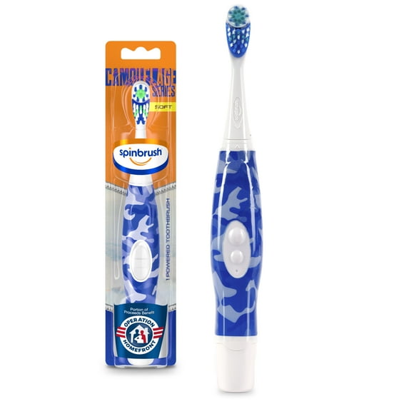 Camouflage Series Spinbrush Electric Battery Toothbrush, Soft Bristles, Color May Vary