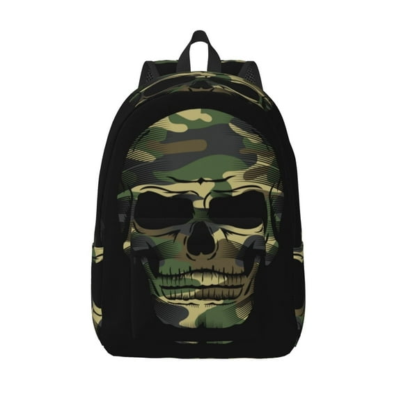Camouflage Skull Kids School Backpack for Boys Girls,Travel Laptop Backpacks Book Bag Hiking Camping Daypack Age 5-10