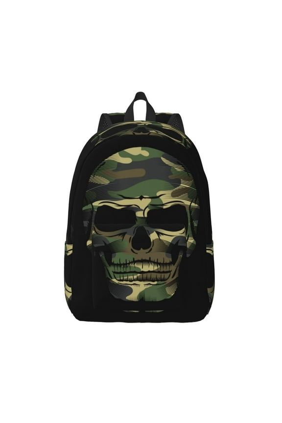 Camouflage Skull Kids School Backpack for Boys Girls,Travel Laptop Backpacks Book Bag Hiking Camping Daypack Age 5-10