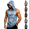 thumbnail image 1 of Camouflage Sleeveless Hoodie For Men, Muscle Fit Pullover Tank with Kangaroo Pocket - Quick-Dry Workout Vest for Gym & Bodybuilding Blue L, 1 of 7