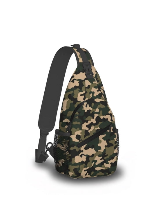 Camouflage Sling Bag for Men Women, Lightweight Crossbody Backpack Chest Bag, Casual Shoulder Daypack with Adjustable Reversible Strap for Travel, Hiking, Cycling & Daily Use