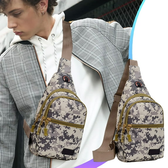 Camouflage Sling Bag, Military Style Chest Pack, Crossbody Shoulder Bag for Hiking, Travel, and Everyday Casual Use