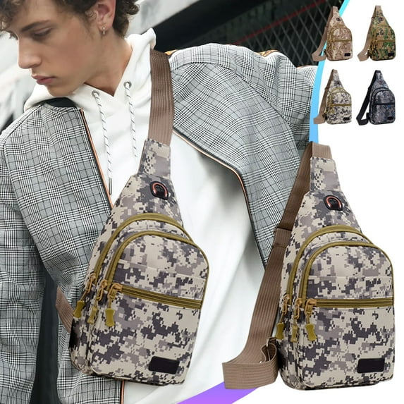 Sling Bag Style Chest Pack - Lightweight Crossbody Shoulder Bag for Hiking Travel Everyday Use | 4 Compartments | Adjustable Strap | 7"x2.3"x11.8" | Unisex Outdoors Casual