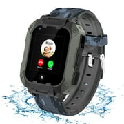 SHANNA Camouflage Smart 4G Watch for Kids, Smart Watch for Boys and Girls, with GPS Tracker and HD Touch Screen, Facial Recognition, 2 Ways Talking SOS Alarm Pedometer, Gift for Kids 3-15 Years Old (Black)