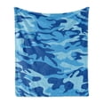 thumbnail image 1 of Camouflage Soft Flannel Fleece Blanket, Abstract Camouflage Costume Concealment from the Enemy Hiding Pattern, Cozy Plush for Indoor and Outdoor Use, 50" x 70", Pale Blue Navy Blue, by Ambesonne, 1 of 5