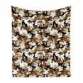 thumbnail image 1 of Camouflage Soft Flannel Fleece Blanket, Abstract Style in Various Shades of Brown Pattern Camouflage Motif, Cozy Plush for Indoor and Outdoor Use, 50" x 70", Pale Caramel Tan Black, by Ambesonne, 1 of 6