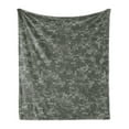 thumbnail image 1 of Camouflage Soft Flannel Fleece Blanket, Monochrome Attire Pattern Concealing Hiding in the Woods Themed Print, Cozy Plush for Indoor and Outdoor Use, 70" x 90", Army Green Sage Green, by Ambesonne, 1 of 5