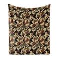 thumbnail image 1 of Camouflage Soft Flannel Fleece Blanket, Pixel Art Style Blending in Environment Pattern Abstract Fashion Design, Cozy Plush for Indoor and Outdoor Use, 70" x 90", Brown Black Sepia, by Ambesonne, 1 of 5