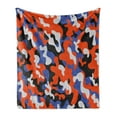 thumbnail image 1 of Camouflage Soft Flannel Fleece Throw Blanket, Abstract Paint Splashes Expressionist Modern Artwork Vibrant, Cozy Plush for Indoor and Outdoor Use, 50" x 60", Violet Blue Vermilion, by Ambesonne, 1 of 5