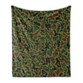 thumbnail image 1 of Camouflage Soft Flannel Fleece Throw Blanket, Green Camo Pattern Abstract Formless Design Blending into the Forest, Cozy Plush for Indoor and Outdoor Use, 50" x 70", Green Brown Black, by Ambesonne, 1 of 5