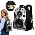 thumbnail image 1 of Camouflage Speaker-Print Laptop Backpack for Teens and Adults, Large Capacity Music-Themed Daypack with Padded Straps for Campus, College, Travel, Daily Commute, Lightweight, White, By Cosmug, 1 of 9
