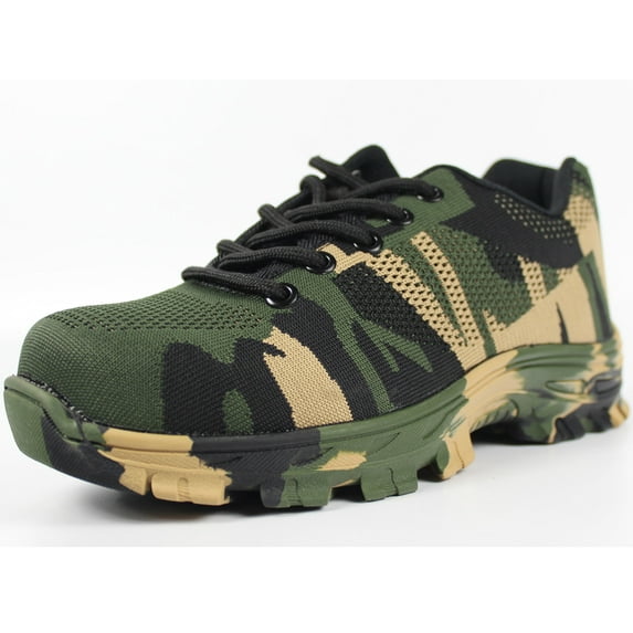 Camouflage Steel Toe Safety Shoes for Men Women Lightweight Work Sneakers Breathable Construction Boots