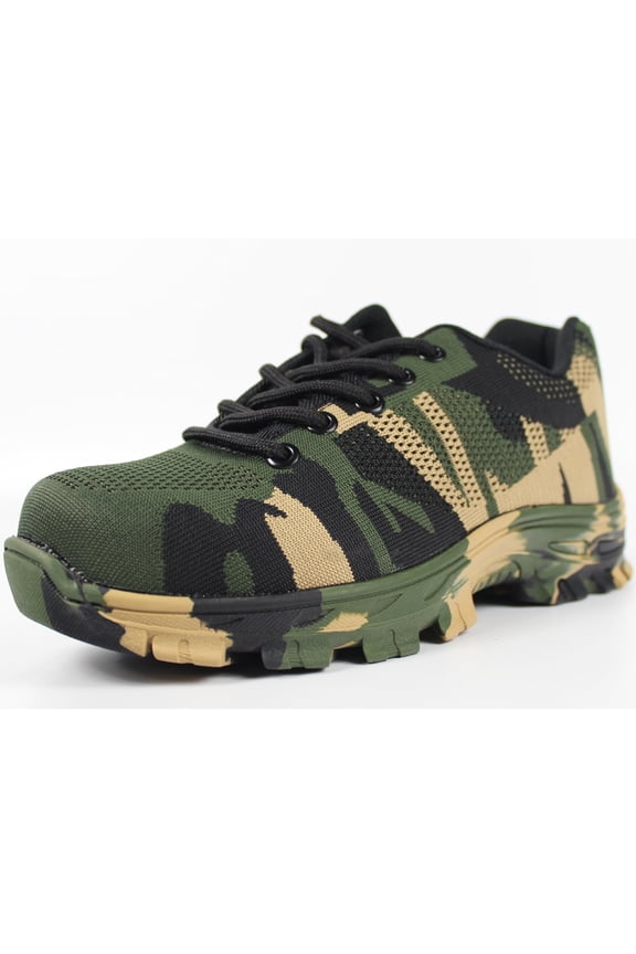 Camouflage Steel Toe Safety Shoes for Men Women Lightweight Work Sneakers Breathable Construction Boots