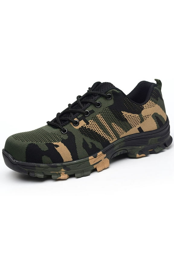 Camouflage Steel Toe Work Shoes for Men Women Lightweight Breathable Safety Shoes Anti-pierce Work Sneakers for Industrial Construction Outdoor