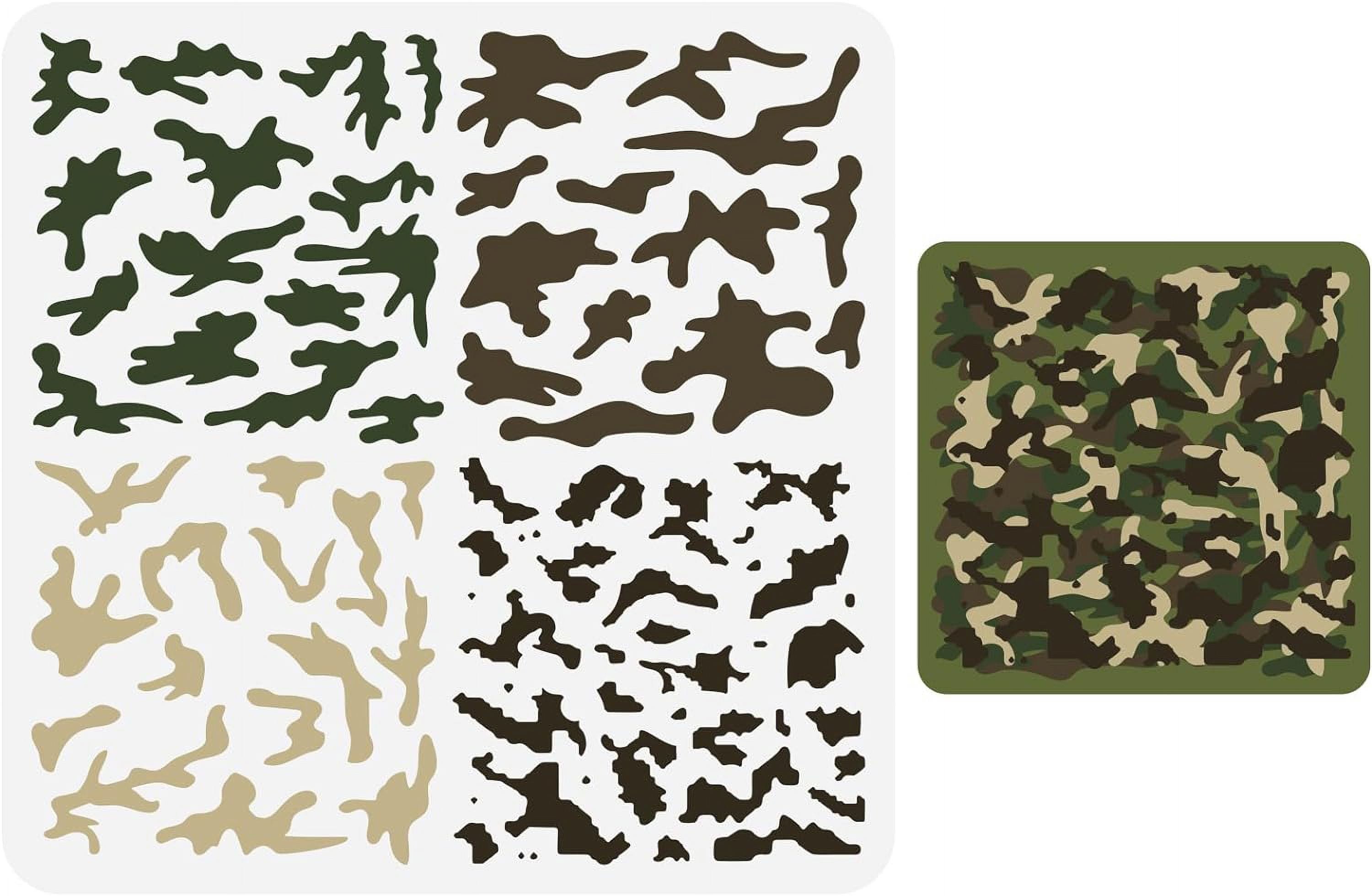 Camouflage Stencil for Painting 11.8x11.8inch Reusable Layered ...