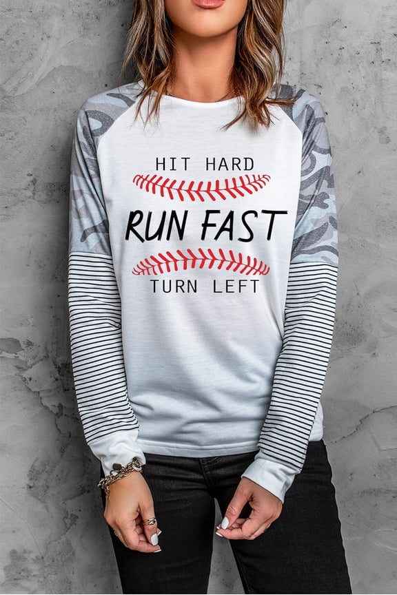 Camouflage Striped Raglan Sleeve T-Shirt