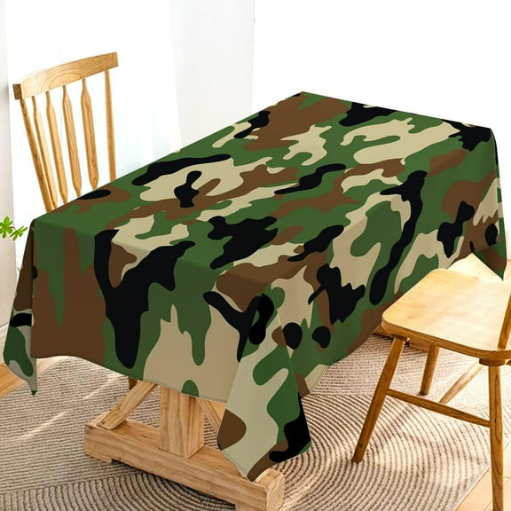 Camouflage Tablecloth Army Military Camo Themed Birthday Party Decoration Kitchen Dining Room Home Decor-60×84inch