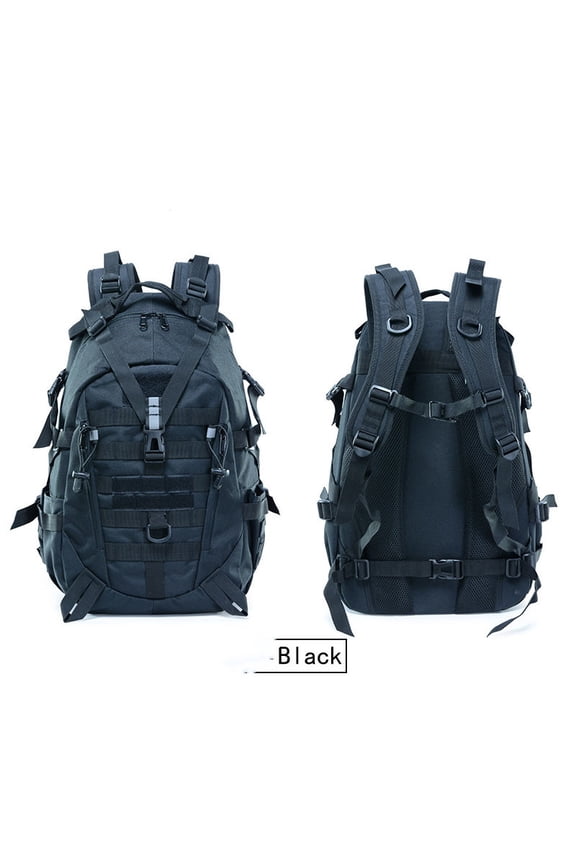 Camouflage Tactical Bag Backpack Double Shoulder Sports Backpack Can Hang Waist Bag,Black