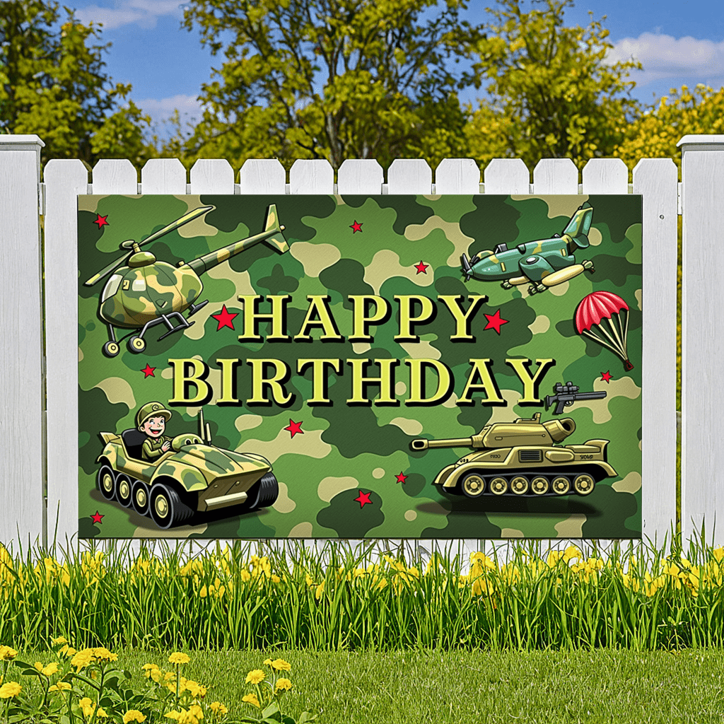 Camouflage Theme Banner Military Design Birthday Party Backdrop for ...