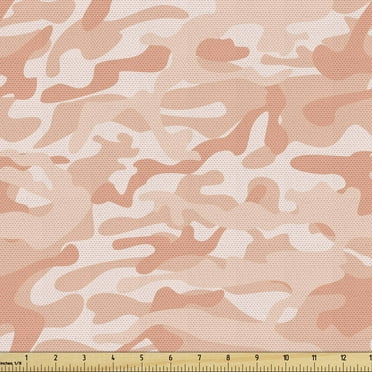 Ambesonne Camouflage Fabric by the Yard Upholstery, Soft Peach Tones, 3 Yards, Salmon Peach