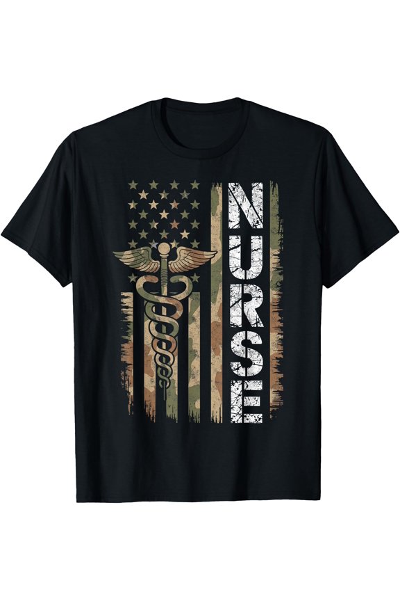Camouflage Us Flag Nurse Rn Er Icu Cna Retired Student Tee T-Shirt Unisex T-Shirt