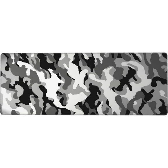 Camouflage White Black Large Mouse Pads Rectangle Long Extended Big Stitched Edge Gaming Mousepad with Non-Slip Rubber Base for Desktop Laptop Keyboard 31.5 X 11.8 Inch