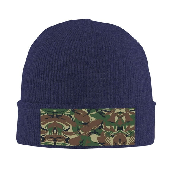 Camouflage Winter Beanie Hats for Men Women Warm Cozy Knitted Cuffed Skull Cap Navy Blue