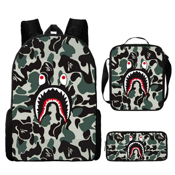 Camouflage color matching shark mouth student schoolbag digital printing large capacity cartoon animation backpack