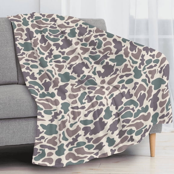 Camouflage printed blanket, flannel blanket, suitable for all seasons, comfortable and durable office nap sofa bed(60*80IN)
