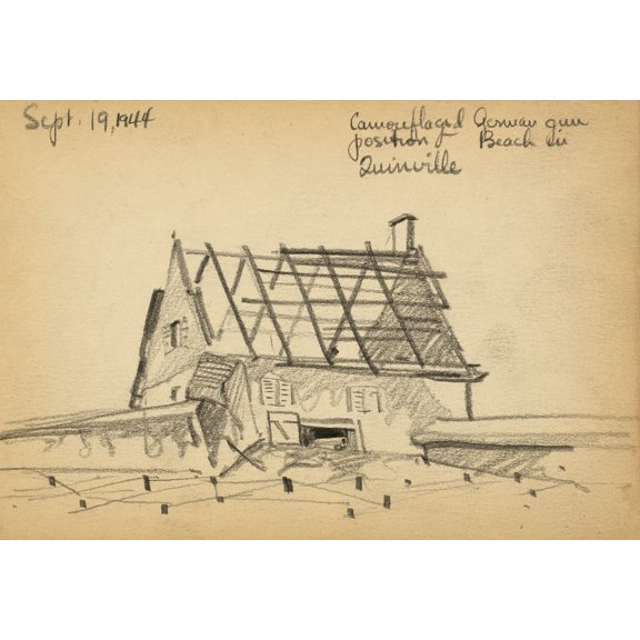 Camouflaged German gun position, beach in Quinéville (1944) Poster Print by Victor Alfred Lundy (24 x 36)