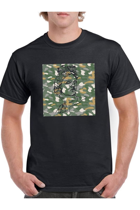 Camouflaged Statue T-Shirt Men -Smartprints Designs, Male 5X-Large