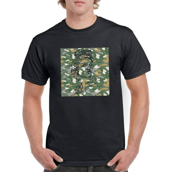 Camouflaged Statue T-Shirt Men -Smartprints Designs, Male x-Large