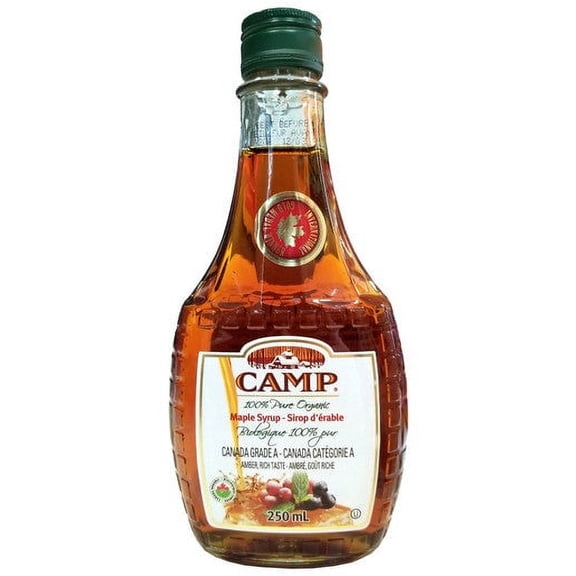 Camp 100% Pure Organic Maple Syrup Canadian Grade A, 250mL/8.7 fl. oz. {Imported from Canada}