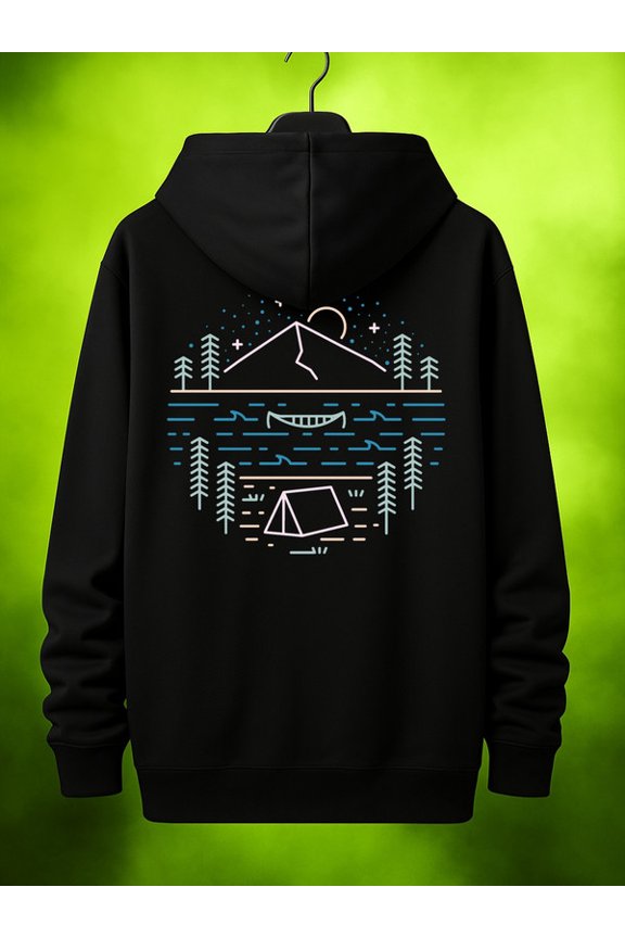 Camp Adventure graphic hoodies Camping men's sweatshirts black Casual Solid Basic Hooded Sweatshirt Streetwear For Winter Fall, As Gifts gift spring funny beer Funny Unisex hoodie