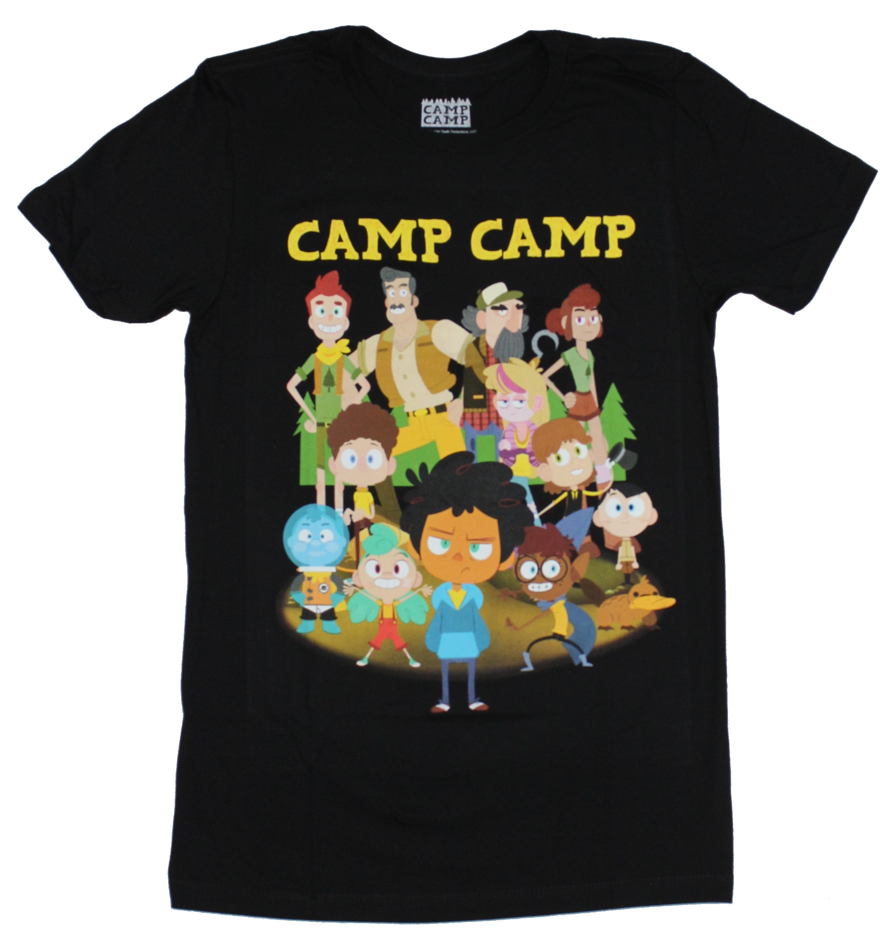 Camp Camp Mens T-Shirt - Full Giant Cartoon Cast Image (Large)