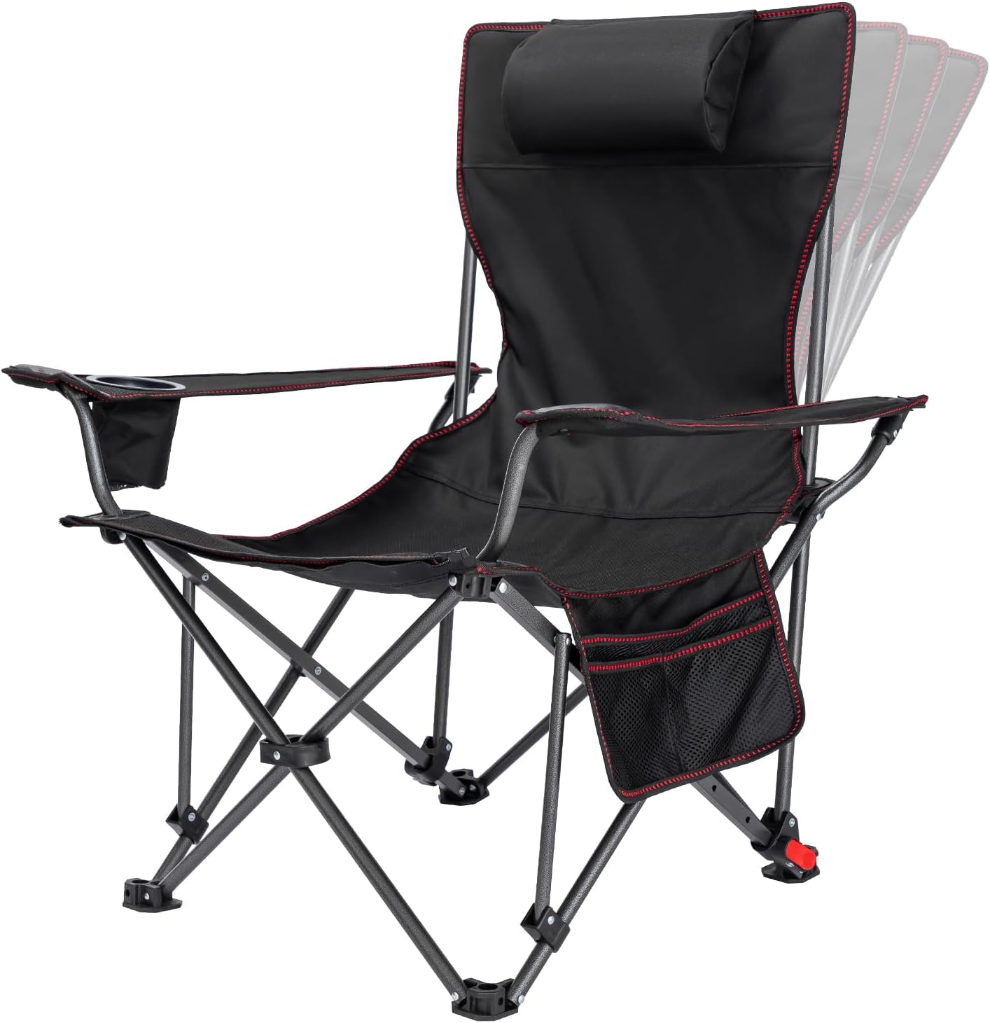 Camp Chair, Reclining Camp Chair with Removable Footrest, 31"D x 36"W x 61"H, Black