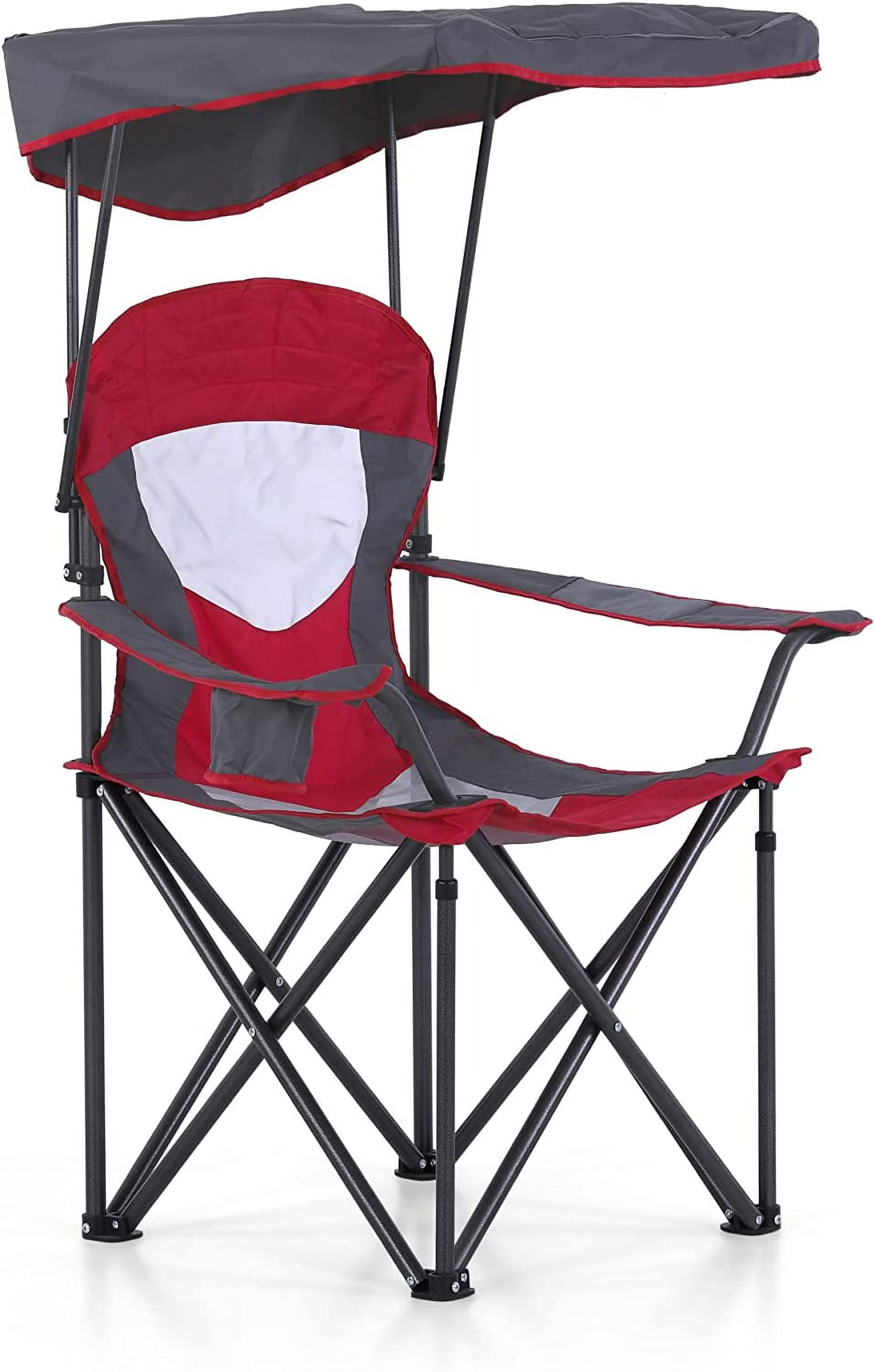 Camp Chair with Shade Canopy Folding Camping Chair with Cup Holder and ...