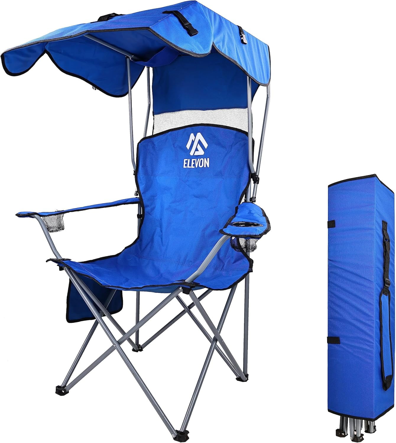 Camp Chairs with Shade Canopy Chair Folding Camping Recliner Support